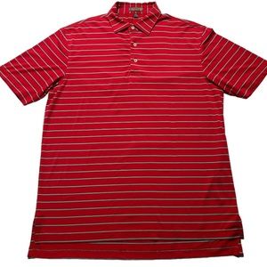 Peter Millar Summer Comfort Polo Shirt Men's Medium Stretch Red Striped Golf
